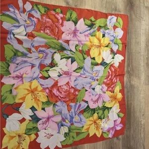 Vintage Olga Greco SILK  headscarf with a floral design Made In Italy